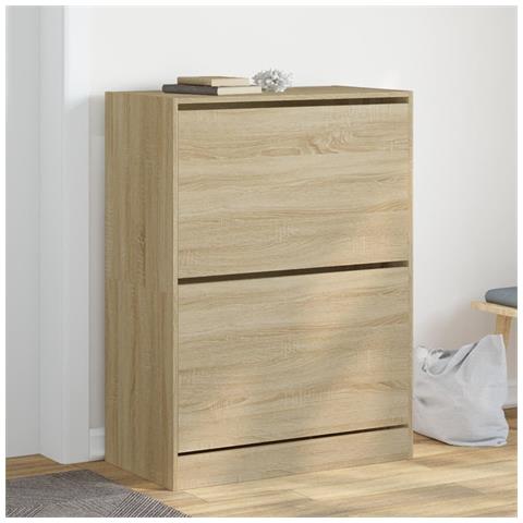 Scarpiera 2 Cassetti Ribaltabili Rovere Sonoma 80x42x108 cm - Foto 2