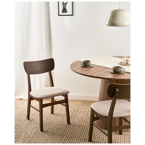 Set Di 2 Sedie Da Pranzo Anoka Legno Marrone Scuro /beige - Foto 1