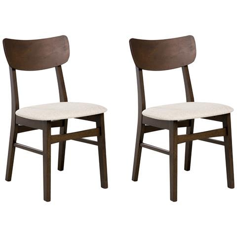 Set Di 2 Sedie Da Pranzo Anoka Legno Marrone Scuro /beige - Foto 2