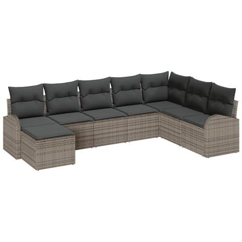 Set Divano da Giardino con cuscino 8 pcs Grigio Poly Rattan - Foto 1