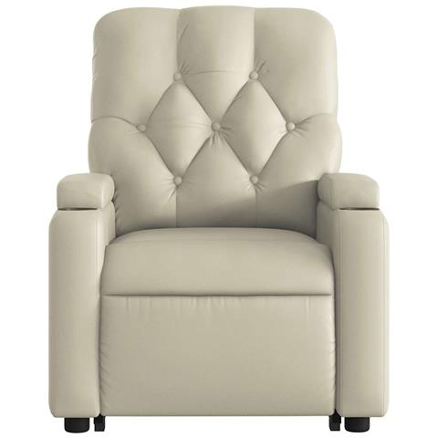 Poltrona Alzapersona Reclinabile Massaggio Crema Similpelle - Foto 9