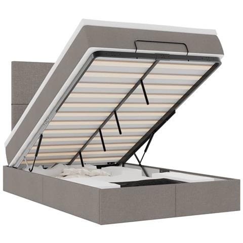 Struttura Letto Pouf con Materasso Tortora 120x190 cm Tessuto - Foto 1