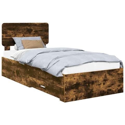 Struttura del letto Rovere fumé 90 x 200 cm Legno multistrato - Foto 1