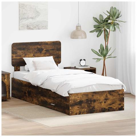 Struttura del letto Rovere fumé 90 x 200 cm Legno multistrato - Foto 2