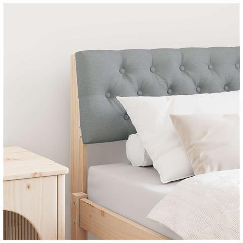 Testiera imbottita Grigio chiaro 75 cm Pino massello - Foto 2