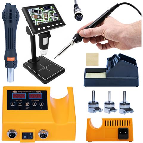 Mikroscopio Digitale Con Display 4,3"" + Stazione Saldante 2in1 - Ingrandimento 40x-1000x, 8 Led, Potenza 660w, Usb, Microsd - Foto 1