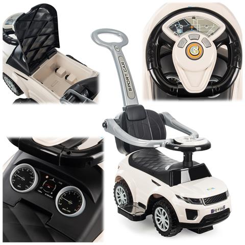 Cavalcabile spingi 3in1 auto per bambini grande auto clacson musica bianca - Foto 4