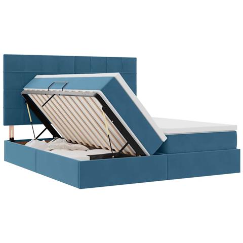 Letto con luci a strisce a LED Blu Scuro 200 x 200 cm Velluto - Foto 9