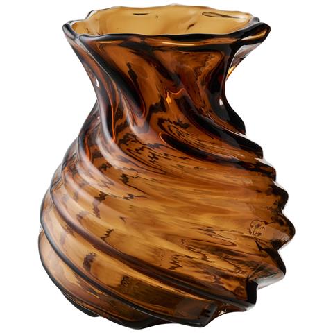 Vaso In Vetro Soffiato A Bocca Marrone Fumé Ø16x18,5 Cm - Foto 1