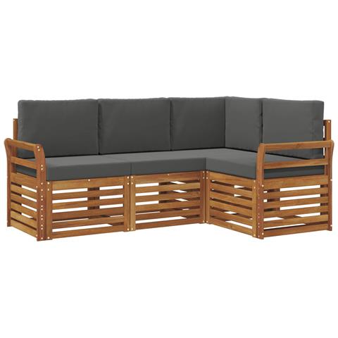 Set divani 4 pcs Naturale e Antracite Legno di Acacia Massello - Foto 1