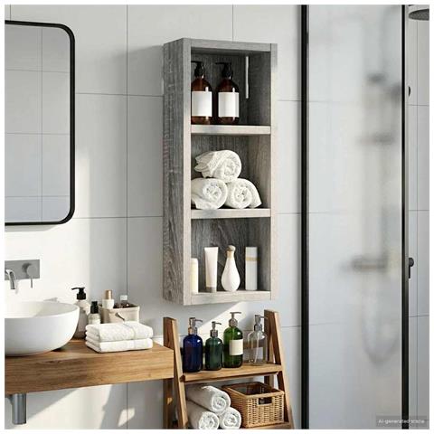 Armadio da bagno a muro Sonoma grigia 20 x 10 x 50 cm - Foto 2