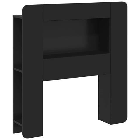 Testata del letto con archiviazione Nero Legno ingegnerizzato - Foto 1