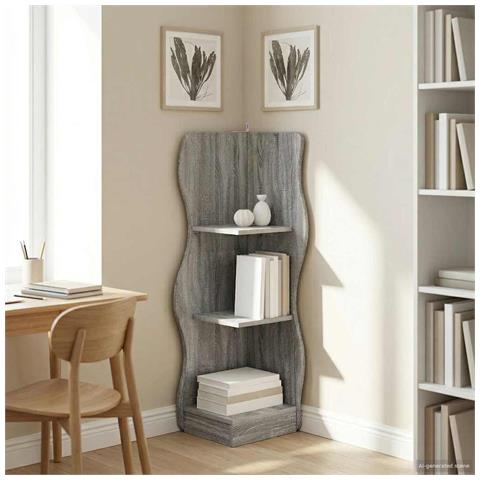 Mensola angolare con lo scaffale Grigio Sonoma 34 x 33 x 102 cm - Foto 2
