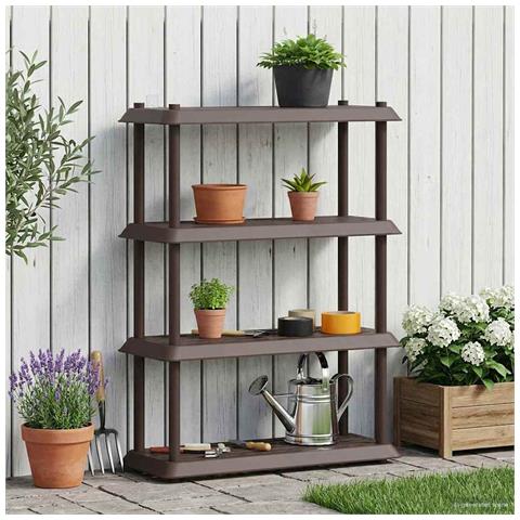 Unità di scaffalatura 4 livelli 100 x 40 x 136,5 cm PP Marrone - Foto 2