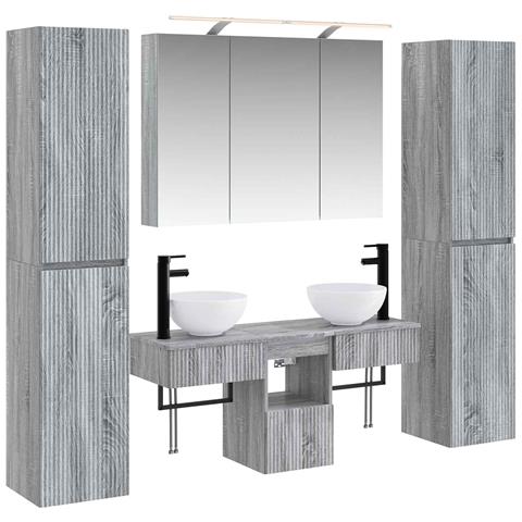 Set di mobili per il bagno 6 pcs Sonoma grigio - Foto 1