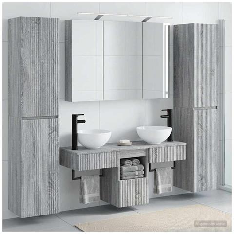 Set di mobili per il bagno 6 pcs Sonoma grigio - Foto 2