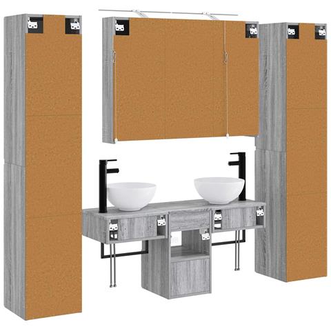 Set di mobili per il bagno 6 pcs Sonoma grigio - Foto 9