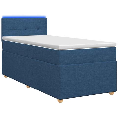 Letto box spring con materasso Blu 90 x 200 cm Tessuto - Foto 1