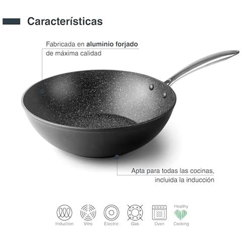 27148 - Wok Easy, in alluminio forgiato, con rivestimento antiaderente a triplo strato - Foto 2