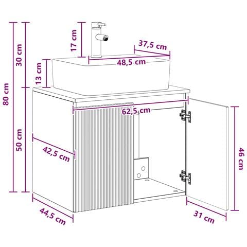 Set di mobili per il bagno Sonoma grigio Legno ingegnerizzato - Foto 2