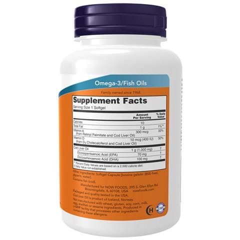 Cod Liver Oil Extra Strength, 1000 Mg 180 Softg - Olio Fegato Merluzzo - Foto 2
