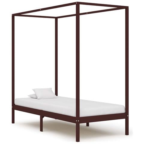 Giroletto A Baldacchino Marrone Scuro Massello Pino 90x200 Cm - Foto 1
