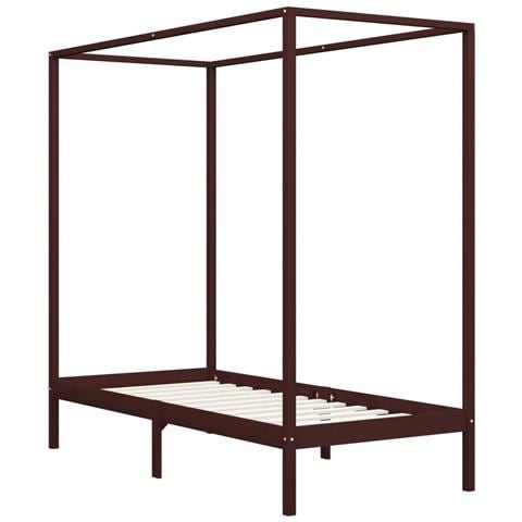 Giroletto A Baldacchino Marrone Scuro Massello Pino 90x200 Cm - Foto 7