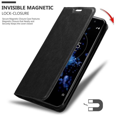Custodia Compatibile Con Sony Xperia Xz2 Premium In Nero Di Notte - Coperchio Protettiva Con Chiusura Magnetica, Funzione Stand E Tasca Per Le Carte - Foto 2