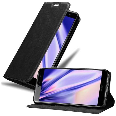 Custodia Compatibile Con Sony Xperia Xz2 Premium In Nero Di Notte - Coperchio Protettiva Con Chiusura Magnetica, Funzione Stand E Tasca Per Le Carte - Foto 1