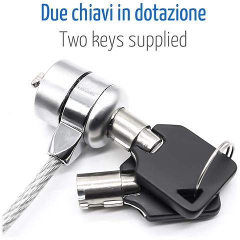 Cavo Di Sicurezza In Acciaio Antifurto 110 Cm Per Notebook Con Lucchetto, Chiusura A Chiave, 2 Chiavi In Dotazione, Blocco Di Protezione Notebook, Rivestimento In Plastica Pvc Alta Qualità - Foto 7