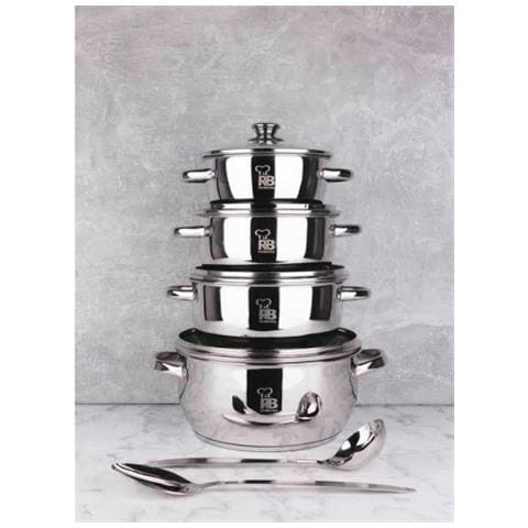 Batteria Da Cucina 10 Pezzi 4 Pentole Acciaio Inox Fondo Spesso Anche Induzione - Foto 1