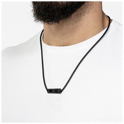 Collana da Uomo in Pelle, ""Solid"", 60cm, Nero - Foto 3