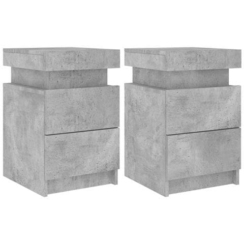 Comodini Con Luci Led 2pz Grigio Cemento 35x39x55 Cm - Foto 2