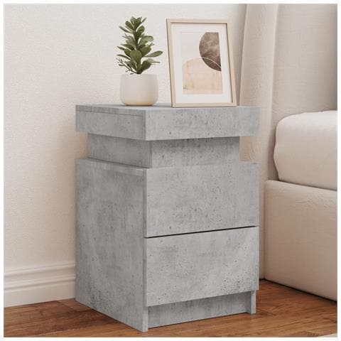 Comodini Con Luci Led 2pz Grigio Cemento 35x39x55 Cm - Foto 1