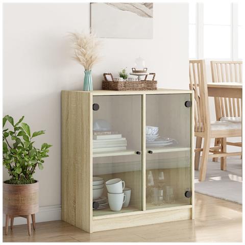 Mobile Con Ante In Vetro Rovere Sonoma 68x37x75,5 Cm - Foto 3