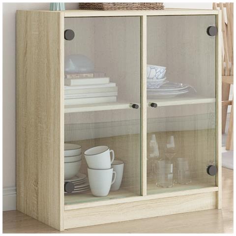 Mobile Con Ante In Vetro Rovere Sonoma 68x37x75,5 Cm - Foto 1