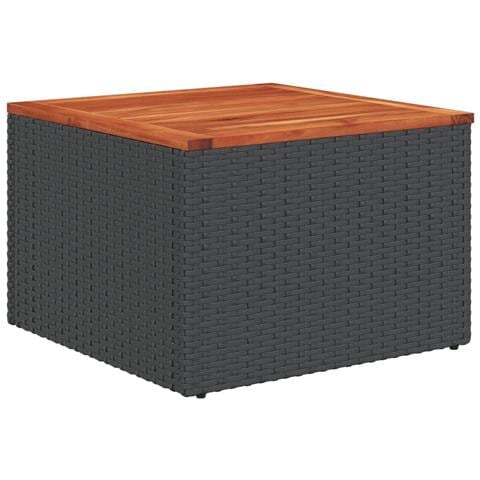 Tavolo Da Giardino Nero 55x55x37 Cm Polyrattan E Legno Acacia - Foto 2