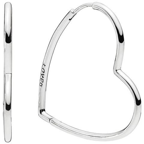 Orecchini Donna Pandora Asymmetrical Heart Hoop Earrings - Foto 1