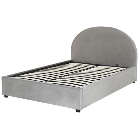 Letto Contenitore Velluto Grigio Chiaro 160 X 200 Cm Vaucluse - Foto 2