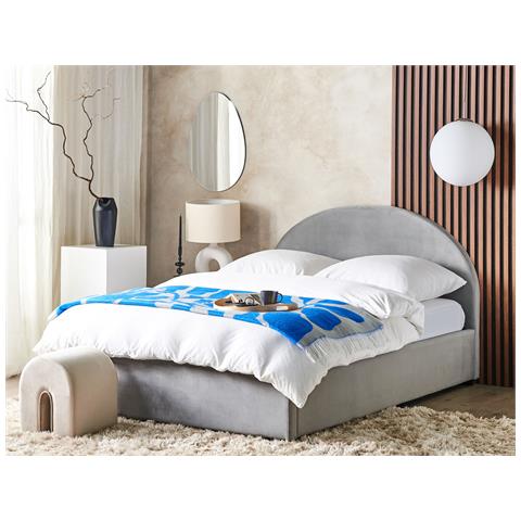 Letto Contenitore Velluto Grigio Chiaro 160 X 200 Cm Vaucluse - Foto 1
