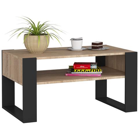 Tavolino da caff? DOMI, 92x53x45 cm, Colore Sonoma Quercia e Nero - Foto 1