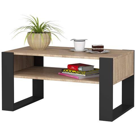 Tavolino da caff? DOMI, 92x53x45 cm, Colore Sonoma Quercia e Nero - Foto 2