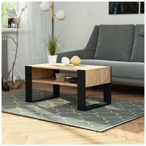 Tavolino da caff? DOMI, 92x53x45 cm, Colore Sonoma Quercia e Nero - Foto 5