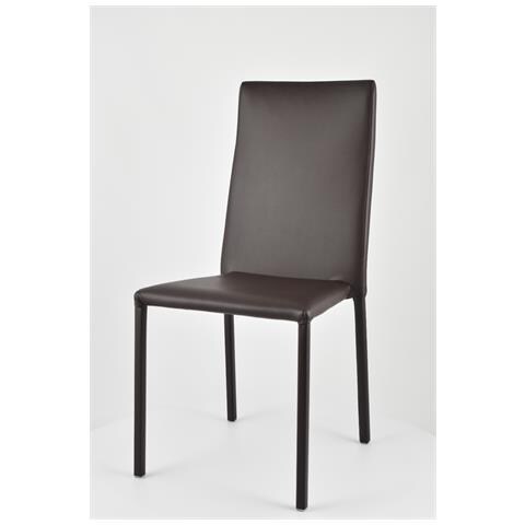 Set 4 Sedie Impilabili Modello Julia Per Cucina Bar E Sala Da Pranzo, Robusta Struttura In Acciaio Imbottita E Rivestita In Finta Pelle Colore Moka - Foto 2