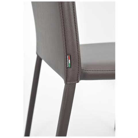 Set 4 Sedie Impilabili Modello Julia Per Cucina Bar E Sala Da Pranzo, Robusta Struttura In Acciaio Imbottita E Rivestita In Finta Pelle Colore Moka - Foto 6