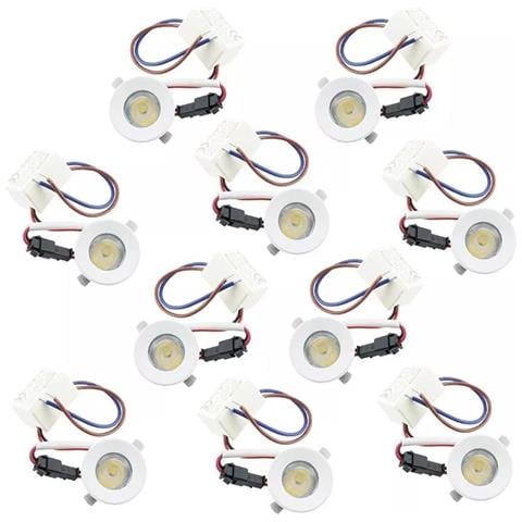 Kit 10 Faretti A Incasso Faretto Led Luce Blu 1 W Bordo Bianco P31 - Foto 1