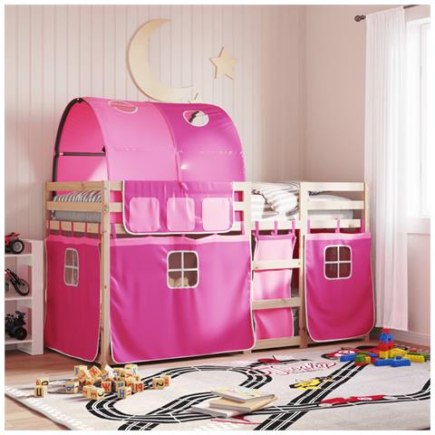 Letto A Castello Senza Materasso Rosa 90x190 Cm Legno Di Pino - Foto 1