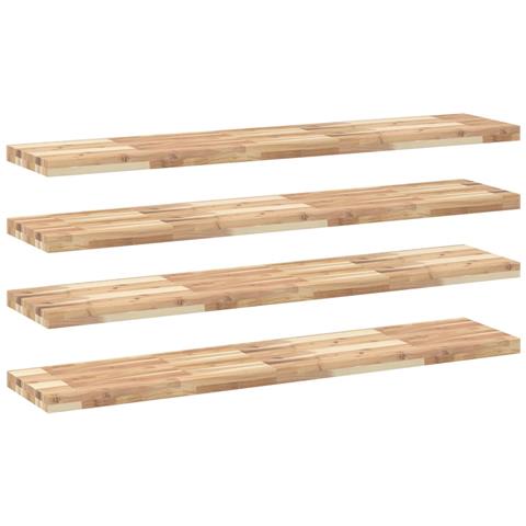 Mensole Da Parete 4 Pz 160x30x4 Cm Legno Acacia Non Trattato - Foto 2