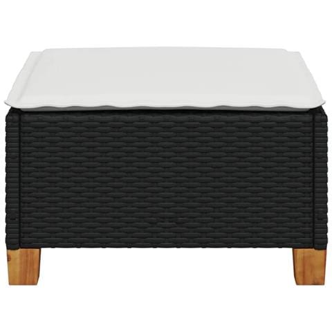 Sgabello Giardino con Cuscino Nero 63,5x56x32 cm in Polyrattan - Foto 2