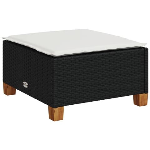 Sgabello Giardino con Cuscino Nero 63,5x56x32 cm in Polyrattan - Foto 1